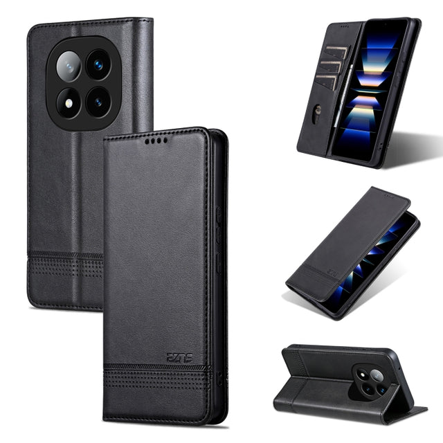 For Redmi Note 14 Pro+ 5G AZNS Magnetic Calf Texture Flip Leather Phone Case(Black)