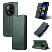 For Redmi Note 14 Pro+ 5G AZNS Magnetic Calf Texture Flip Leather Phone Case(Dark Green)