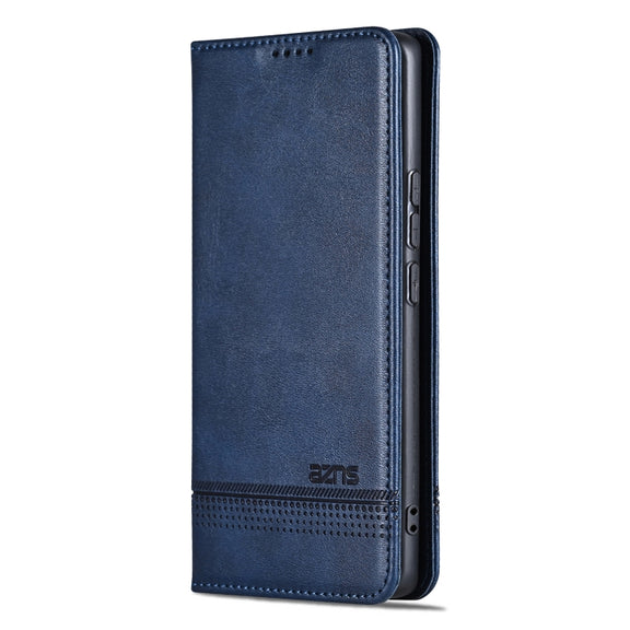 For Redmi Note 14 Pro+ 5G AZNS Magnetic Calf Texture Flip Leather Phone Case(Dark Blue)