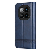 For Redmi Note 14 Pro+ 5G AZNS Magnetic Calf Texture Flip Leather Phone Case(Dark Blue)