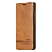 For Redmi Note 14 Pro+ 5G AZNS Magnetic Calf Texture Flip Leather Phone Case(Light Brown)