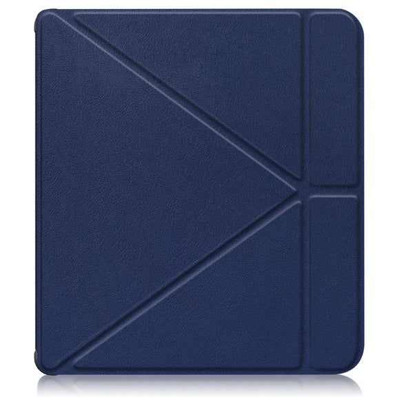 For Kobo Libra Colour 2024 Solid Color Deformation TPU Leather Smart Tablet Case(Dark Blue)