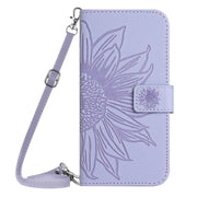 For Samsung Galaxy S25 5G Skin Feel Sun Flower Embossed Flip Leather Phone Case with Lanyard(Purple)