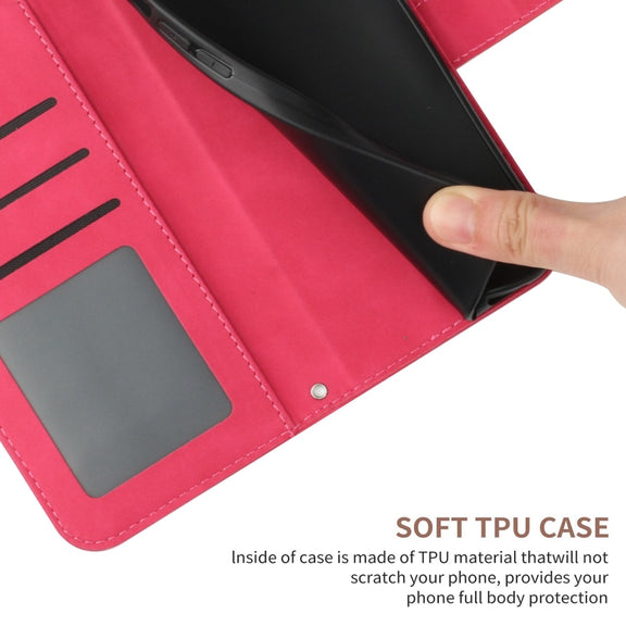 For Samsung Galaxy S25 5G Skin Feel Sun Flower Embossed Flip Leather Phone Case with Lanyard(Rose Red)