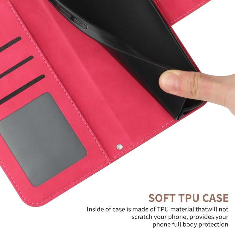 For Samsung Galaxy S25 5G Skin Feel Sun Flower Embossed Flip Leather Phone Case with Lanyard(Rose Red)