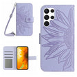 For Samsung Galaxy S25 Ultra 5G Skin Feel Sun Flower Embossed Flip Leather Phone Case with Lanyard(Purple) - Galaxy S25 Ultra 5G Cases by PMC Jewellery | Online Shopping South Africa | PMC Jewellery | Buy Now Pay Later Mobicred