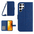 For Samsung Galaxy S25 Ultra 5G Skin Feel Sun Flower Embossed Flip Leather Phone Case with Lanyard(Dark Blue) - Galaxy S25 Ultra 5G Cases by PMC Jewellery | Online Shopping South Africa | PMC Jewellery | Buy Now Pay Later Mobicred