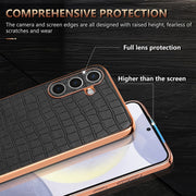 For Samsung Galaxy S25 5G AZNS Electroplated Frame Crocodile Texture Full Coverage Phone Case(Green)
