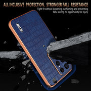 For Samsung Galaxy S25 Ultra 5G AZNS Electroplated Frame Crocodile Texture Full Coverage Phone Case(Brown)