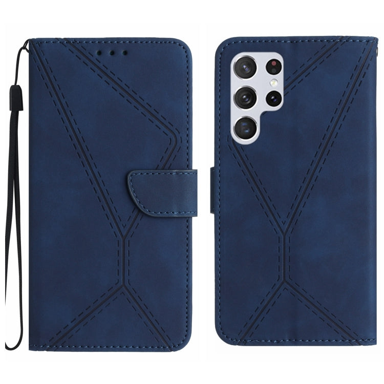 For Samsung Galaxy S25 Ultra 5G Stitching Embossed Leather Phone Case(Blue) - free shipping - PMC Jewellery - Order now!