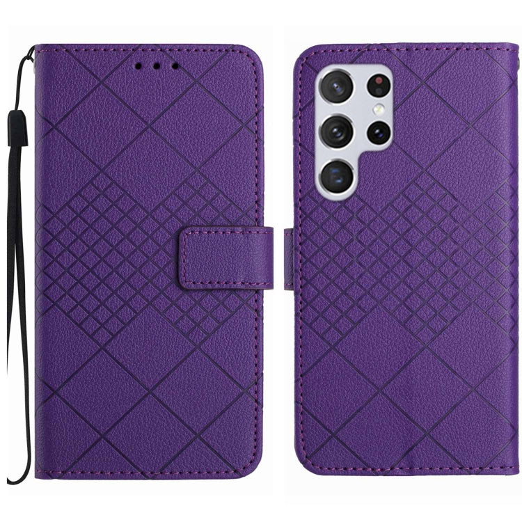 For Samsung Galaxy S25 Ultra 5G Rhombic Grid Texture Leather Phone Case(Purple) - Galaxy S25 Ultra 5G Cases by PMC Jewellery | Online Shopping South Africa | PMC Jewellery | Buy Now Pay Later Mobicred