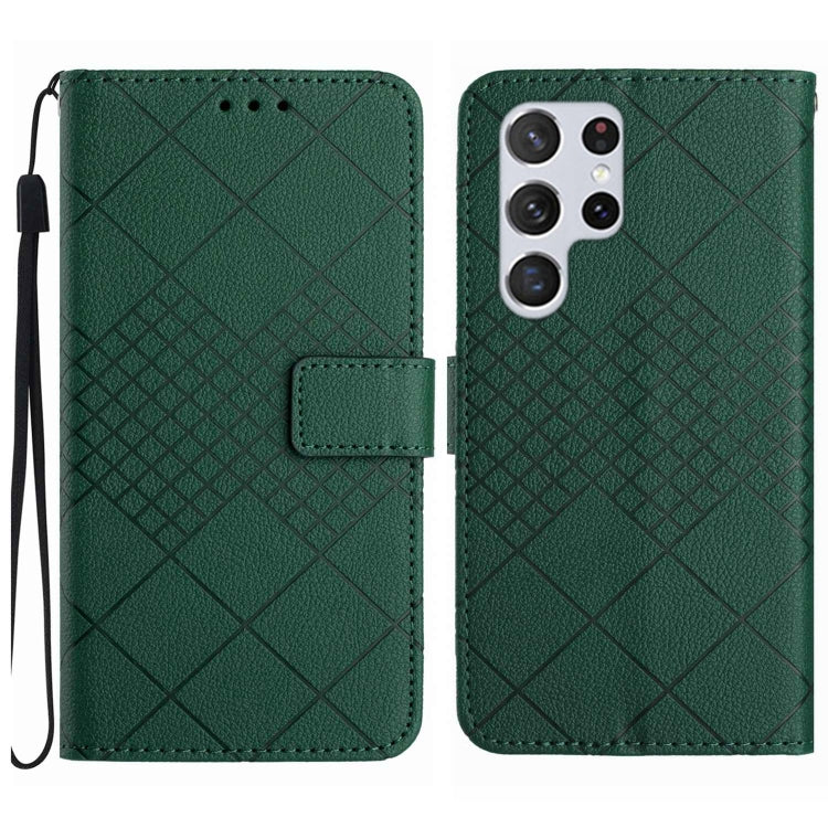 For Samsung Galaxy S25 Ultra 5G Rhombic Grid Texture Leather Phone Case(Green) - Galaxy S25 Ultra 5G Cases by PMC Jewellery | Online Shopping South Africa | PMC Jewellery | Buy Now Pay Later Mobicred