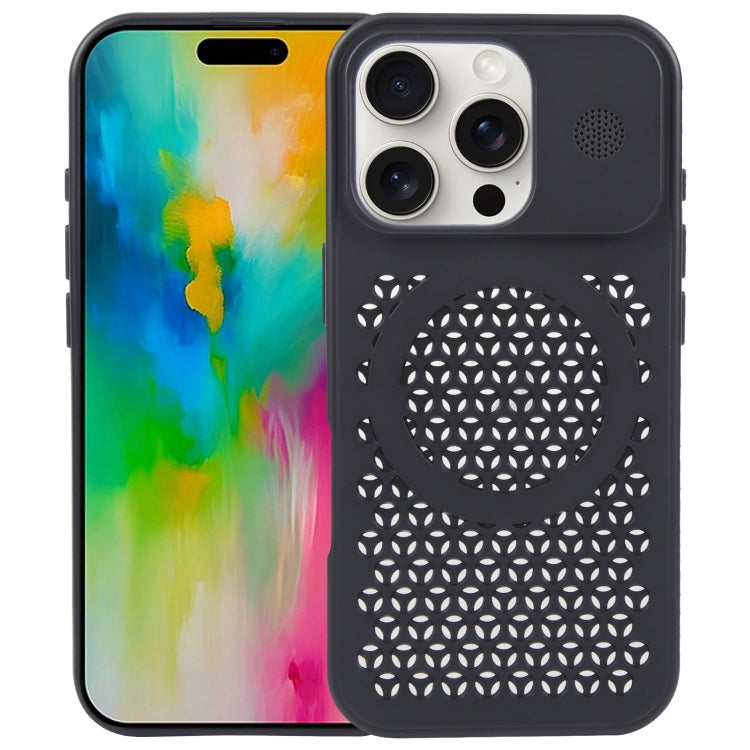 For iPhone 16 Pro Max Pure Color Honeycomb Aromatherapy MagSafe Phone Case(Black) - iPhone 16 Pro Max Cases by PMC TechLife | Online Shopping South Africa | PMC TechLife | Buy Now Pay Later Mobicred