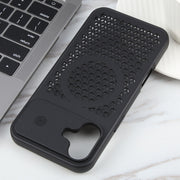For iPhone 16 Plus Pure Color Honeycomb Aromatherapy MagSafe Phone Case(Black)