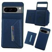 For Google Pixel 9 / 9 Pro Solid Color Metal Buckle Card Slots Bag Phone Case(Blue)