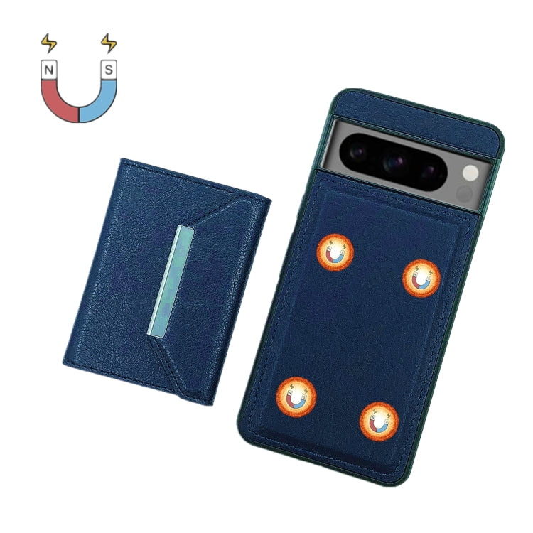 For Google Pixel 9 / 9 Pro Solid Color Metal Buckle Card Slots Bag Phone Case(Blue) - Google Cases by PMC TechLife | Online Shopping South Africa | PMC TechLife | Buy Now Pay Later Mobicred