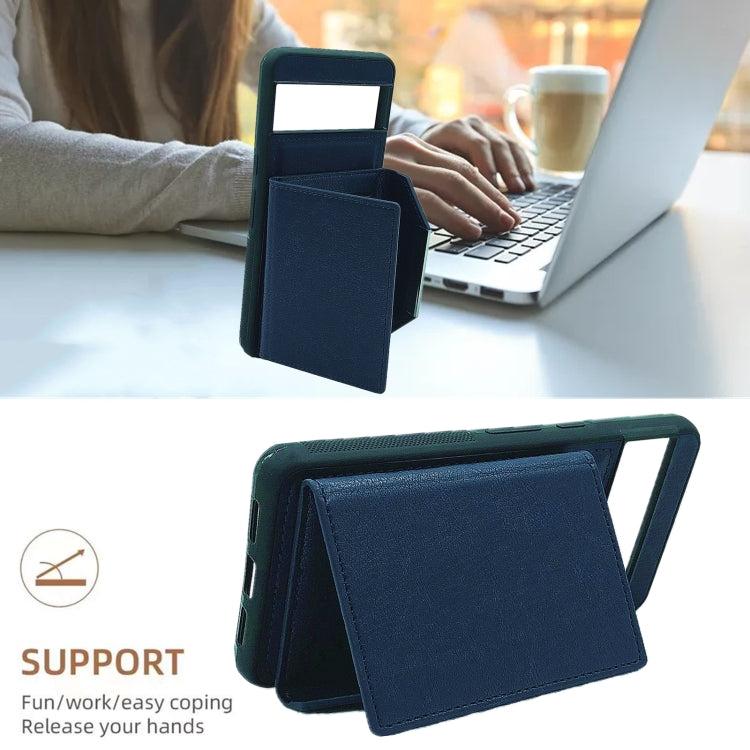 For Google Pixel 9 / 9 Pro Solid Color Metal Buckle Card Slots Bag Phone Case(Blue) - Google Cases by PMC TechLife | Online Shopping South Africa | PMC TechLife | Buy Now Pay Later Mobicred