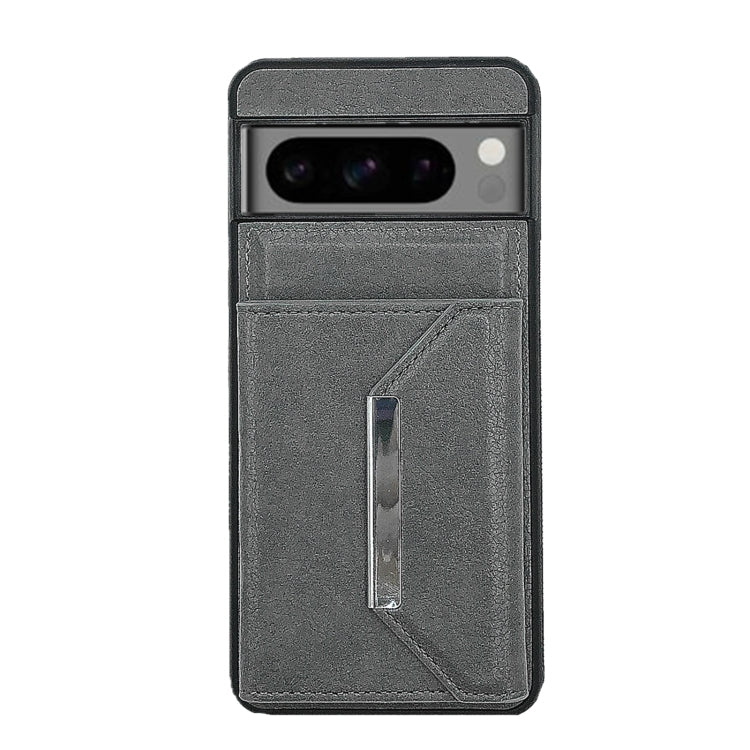 For Google Pixel 9 / 9 Pro Solid Color Metal Buckle Card Slots Bag Phone Case(Grey)