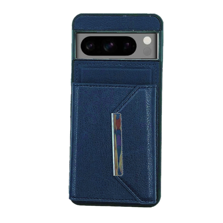 For Google Pixel 9 Pro XL Solid Color Metal Buckle Card Slots Bag Phone Case(Blue) - Google Cases by PMC TechLife | Online Shopping South Africa | PMC TechLife | Buy Now Pay Later Mobicred