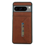 For Google Pixel 9 Pro XL Solid Color Metal Buckle Card Slots Bag Phone Case(Brown)