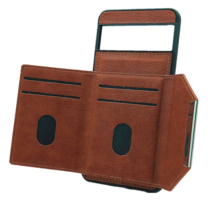 For Google Pixel 9 Pro XL Solid Color Metal Buckle Card Slots Bag Phone Case(Brown) - Google Cases by PMC TechLife | Online Shopping South Africa | PMC TechLife | Buy Now Pay Later Mobicred