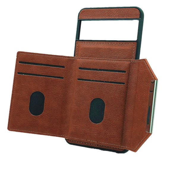 For Google Pixel 9 Pro XL Solid Color Metal Buckle Card Slots Bag Phone Case(Brown)