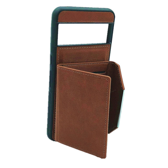 For Google Pixel 9 Pro XL Solid Color Metal Buckle Card Slots Bag Phone Case(Brown)