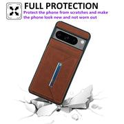 For Google Pixel 9 Pro XL Solid Color Metal Buckle Card Slots Bag Phone Case(Brown)