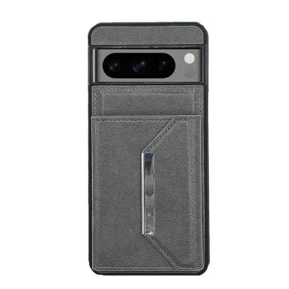 For Google Pixel 9 Pro XL Solid Color Metal Buckle Card Slots Bag Phone Case(Grey)