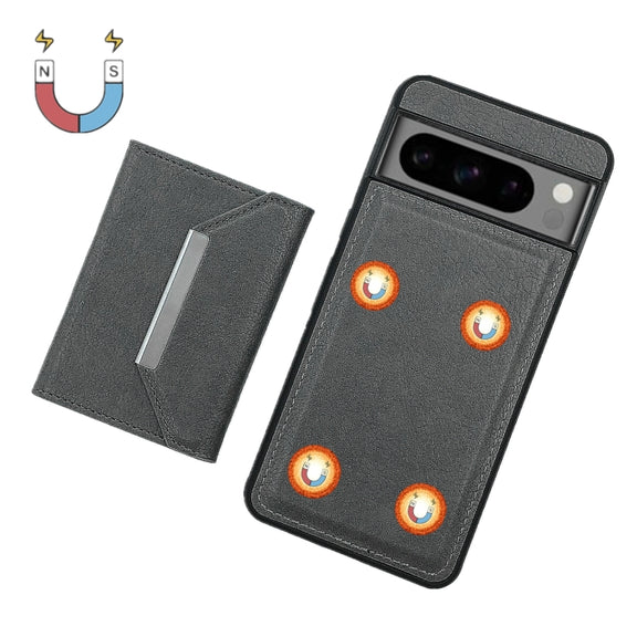 For Google Pixel 9 Pro XL Solid Color Metal Buckle Card Slots Bag Phone Case(Grey)