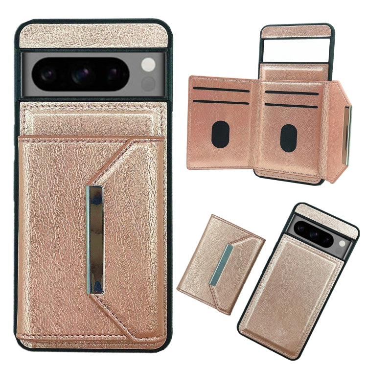 For Google Pixel 9 Pro XL Solid Color Metal Buckle Card Slots Bag Phone Case(Rose Gold) - Google Cases by PMC TechLife | Online Shopping South Africa | PMC TechLife | Buy Now Pay Later Mobicred