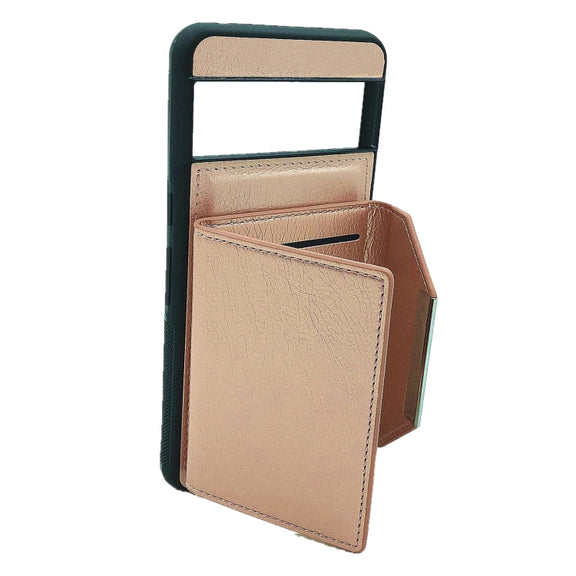 For Google Pixel 9 Pro XL Solid Color Metal Buckle Card Slots Bag Phone Case(Rose Gold)