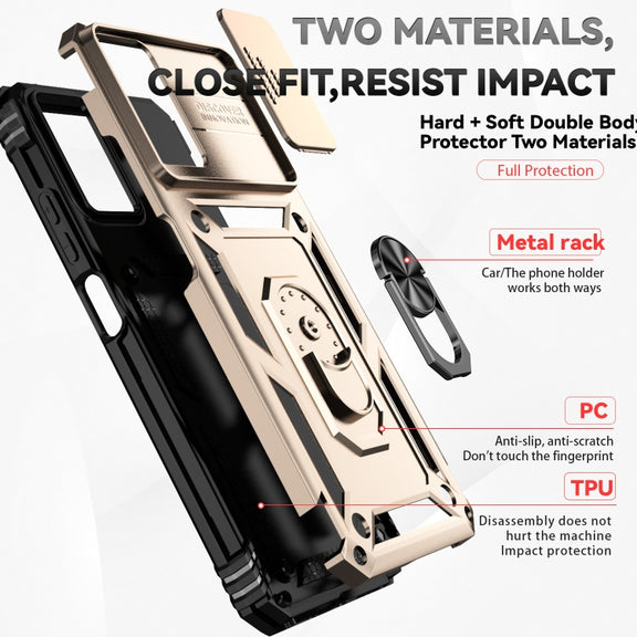 For Motorola Moto G Power 5G 2024 Sliding Camshield Holder Phone Case(Gold)