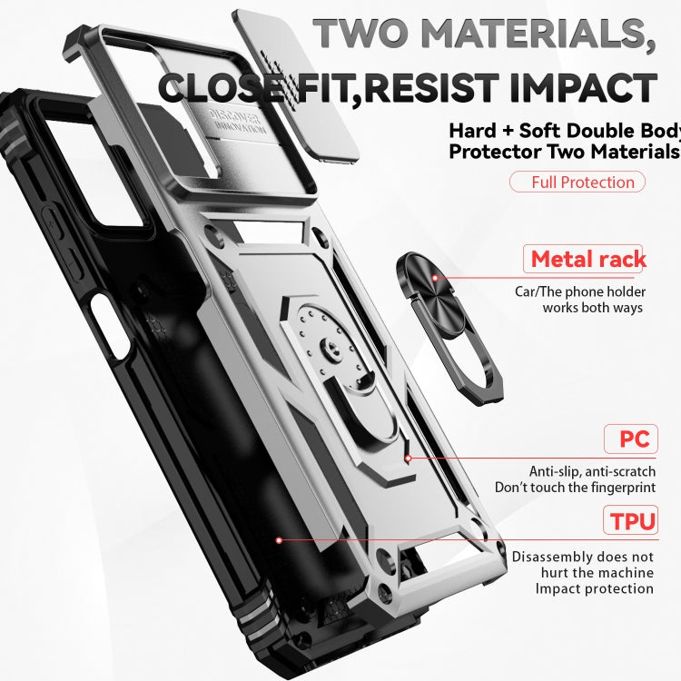 For Motorola Moto G Power 5G 2024 Sliding Camshield Holder Phone Case(Silver)