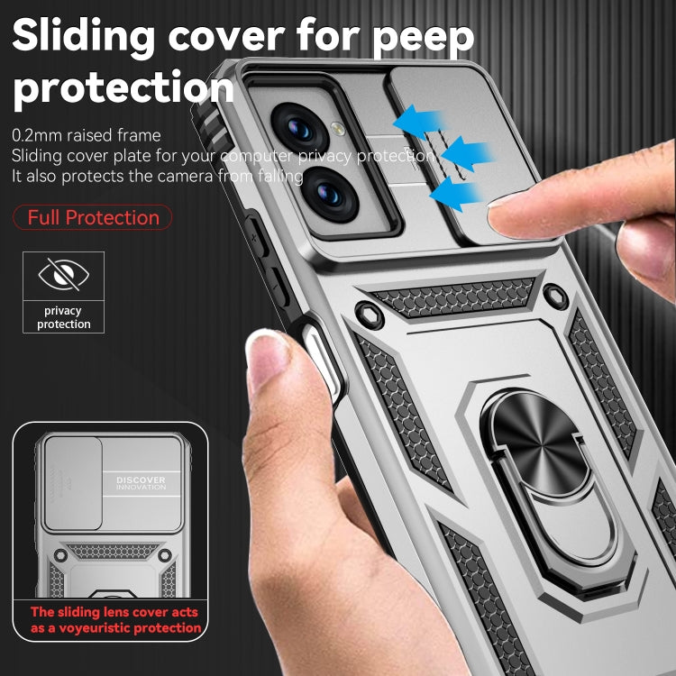For Motorola Moto G Power 5G 2024 Sliding Camshield Holder Phone Case(Silver)
