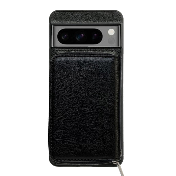 For Google Pixel 9 Pro XL Solid Color Zipper 11-Card Slots Bag Phone Case with Lanyard(Black)