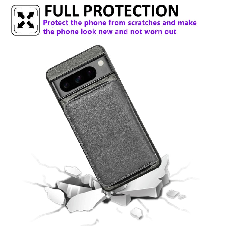 For Google Pixel 9 Pro XL Solid Color Zipper 11-Card Slots Bag Phone Case with Lanyard(Grey)