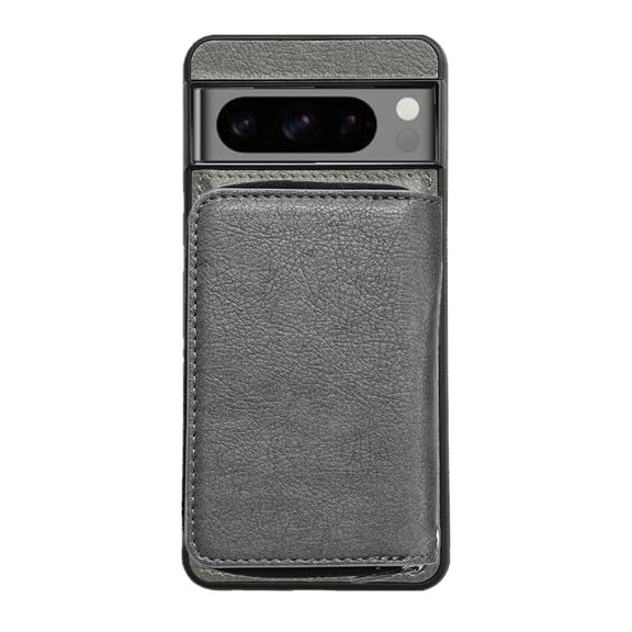 For Google Pixel 8 Solid Color Zipper 11-Card Slots Bag Phone Case with Lanyard(Grey)