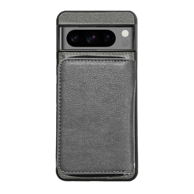 For Google Pixel 8 Solid Color Zipper 11-Card Slots Bag Phone Case with Lanyard(Grey)