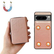 For Google Pixel 7 Pro Solid Color Zipper 11-Card Slots Bag Phone Case with Lanyard(Rose Gold)