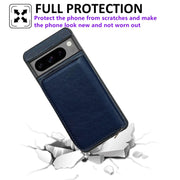 For Google Pixel 7 Solid Color Zipper 11-Card Slots Bag Phone Case with Lanyard(Blue)