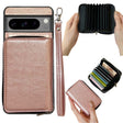 For Google Pixel 7 Solid Color Zipper 11-Card Slots Bag Phone Case with Lanyard(Rose Gold) - Google Cases by PMC TechLife | Online Shopping South Africa | PMC TechLife | Buy Now Pay Later Mobicred