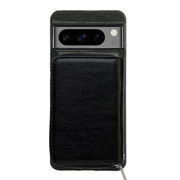 For Google Pixel 6 Solid Color Zipper 11-Card Slots Bag Phone Case with Lanyard(Black)