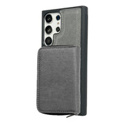 For Samsung Galaxy S24 Ultra 5G Solid Color Zipper 11-Card Slots Bag Phone Case with Lanyard(Grey)