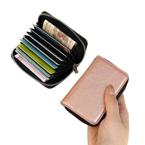 For Samsung Galaxy S24 Ultra 5G Solid Color Zipper 11-Card Slots Bag Phone Case with Lanyard(Rose Gold)