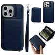 For iPhone 16 Pro Max Solid Color Zipper 11-Card Slots Bag Phone Case with Lanyard(Blue) - iPhone 16 Pro Max Cases by PMC TechLife | Online Shopping South Africa | PMC TechLife | Buy Now Pay Later Mobicred