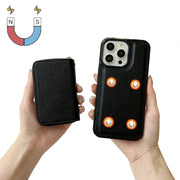 For iPhone 16 Pro Max Solid Color Zipper 11-Card Slots Bag Phone Case with Lanyard(Black)