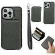 For iPhone 16 Pro Max Solid Color Zipper 11-Card Slots Bag Phone Case with Lanyard(Grey) - iPhone 16 Pro Max Cases by PMC Jewellery | Online Shopping South Africa | PMC Jewellery | Buy Now Pay Later Mobicred