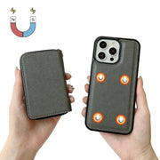 For iPhone 16 Pro Solid Color Zipper 11-Card Slots Bag Phone Case with Lanyard(Grey)