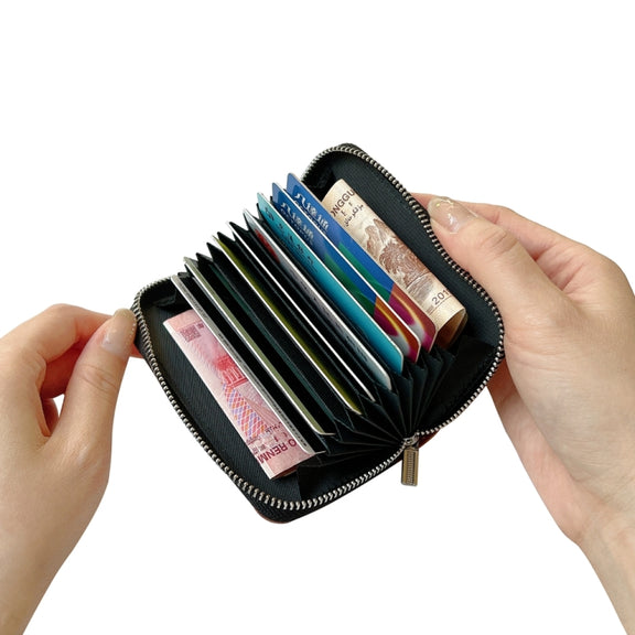 For iPhone 16 Pro Solid Color Zipper 11-Card Slots Bag Phone Case with Lanyard(Brown)